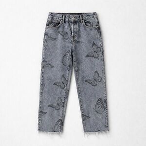 Butterfly Print Blue Jeans